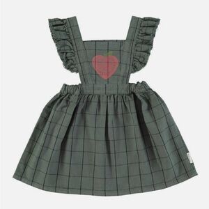 PIUPIUCHICK GREEN CHECKERED HEART PRINT SLEEVELESS DRESS NWT, 3Y